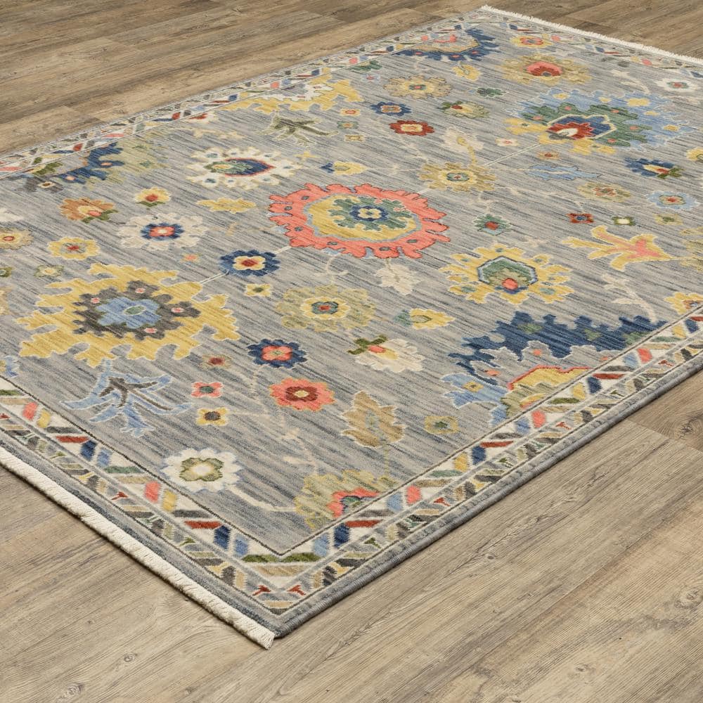 Lavista Gray/Multi-Colored 8 ft. x 11 ft. Traditional Oriental Floral Wool/Nylon Blend Indoor Area Rug price history on PriceWatchPro