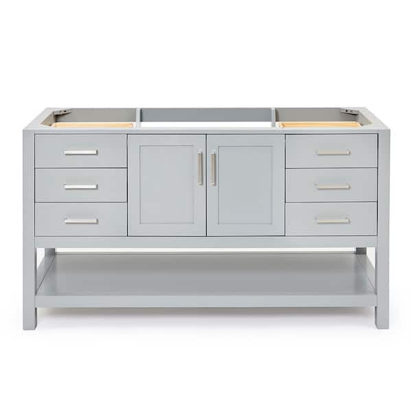 ARIEL Magnolia 60 in. W x 21.5 in. D x 34.5 in. H Bath Vanity Cabinet without Top in Grey