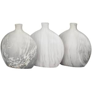 9 in., 10 in. Black Faux Marble Ceramic Decorative Vase (Set of 3)