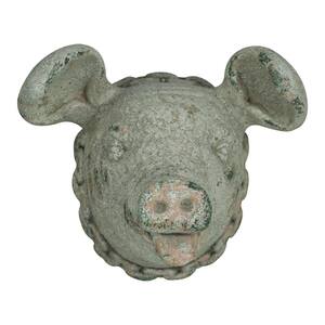 14.6 in. x 15 in. Heavily Distressed Pig Head Metal Work