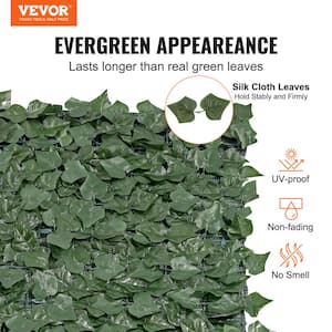 Artificial Green Wall 39 in. x 198 in. Polyethylene Ivy Privacy Garden Fence Screen Greenery Faux Hedges Vine Leaf