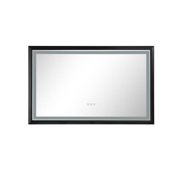 taholi 24 in. W x 18 in. H Large Square Metal Framed Wall-Mounted Explosion-Proof Bathroom Vanity Mirror in Black