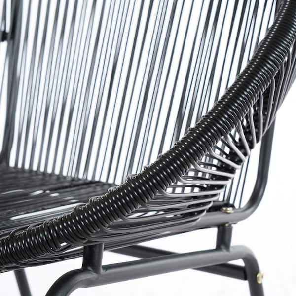 Noble House Nusa Black Faux Rattan Outdoor Patio Club Chair (2