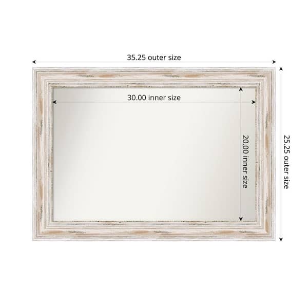 Amanti Art Alexandria Whitewash 35.25 in. x 25.25 in. Custom Non-Beveled Wood Framed Bathroom Vanity Wall Mirror