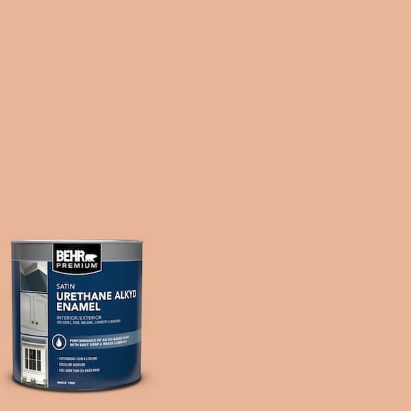 1 qt. #M210-4 Peach Shortcake Satin Enamel Urethane Alkyd Interior/Exterior Paint