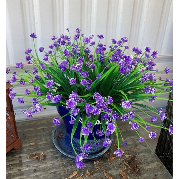 12.6 in Purple Indoor/Outdoor 20 Bundles Artificial Mixed Flower