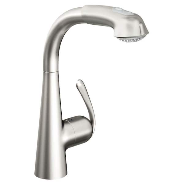 GROHE LadyLux Cafe Plus Single-Handle Pull-Out Sprayer Kitchen Faucet in Stainless Steel