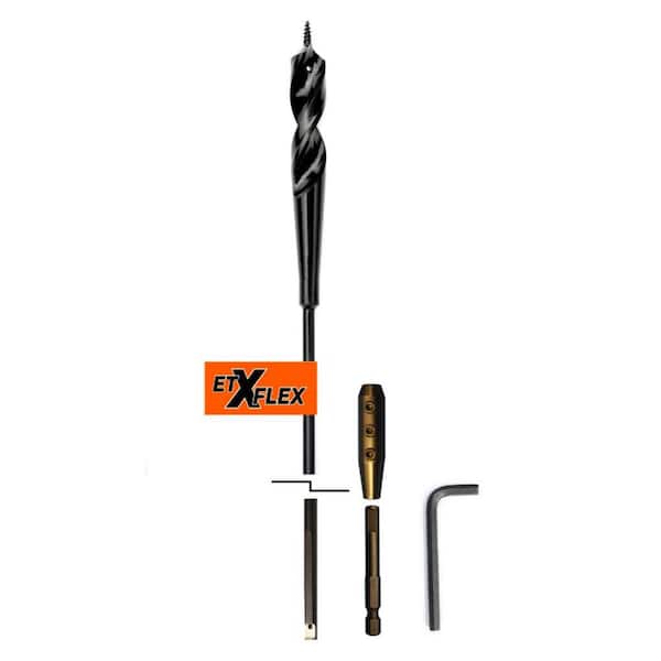 Eagle Tool US X FLEX Screw Point 9/16 in. x 54 in. Bit, 3/16 in. 3-Piece Kit, Hex Adapter and Allen Wrench For Wood Applications