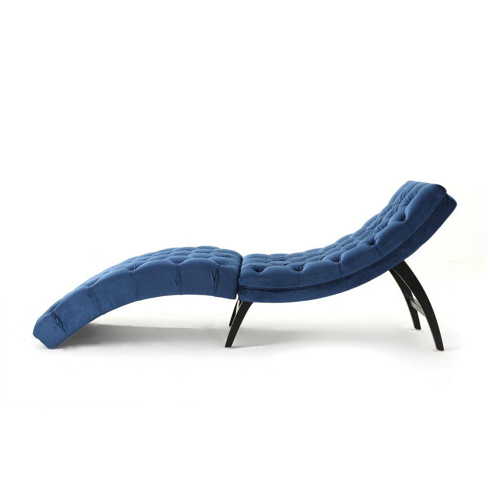 Elegant Gray Velvet Tufted Indoor Chaise Lounge