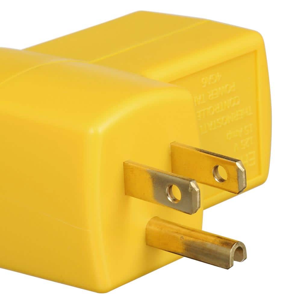Yellow Self-Regulating Thermostat with Push Button Control
