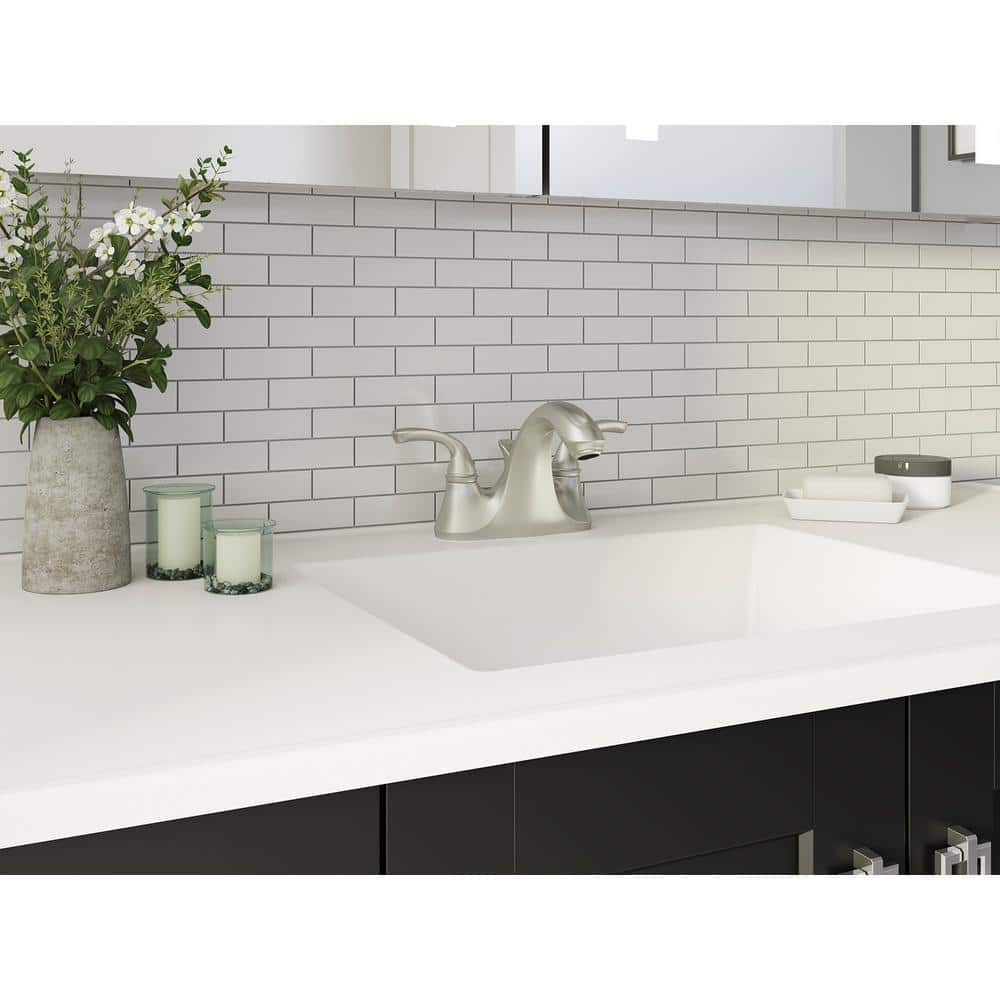 Forté Brushed Nickel Double Handle 4" Centerset Bathroom Faucet