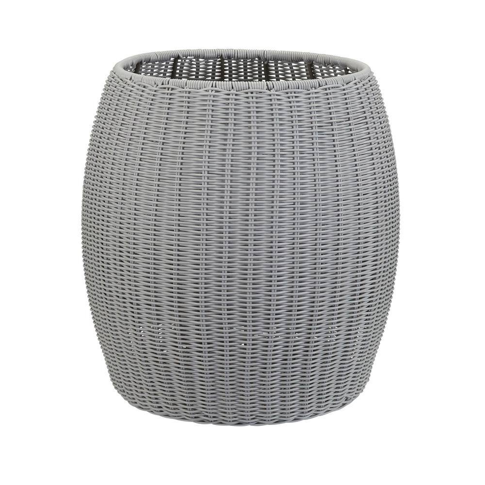 13.75 in Black Barrel Basket Side Table - thumbnail 2