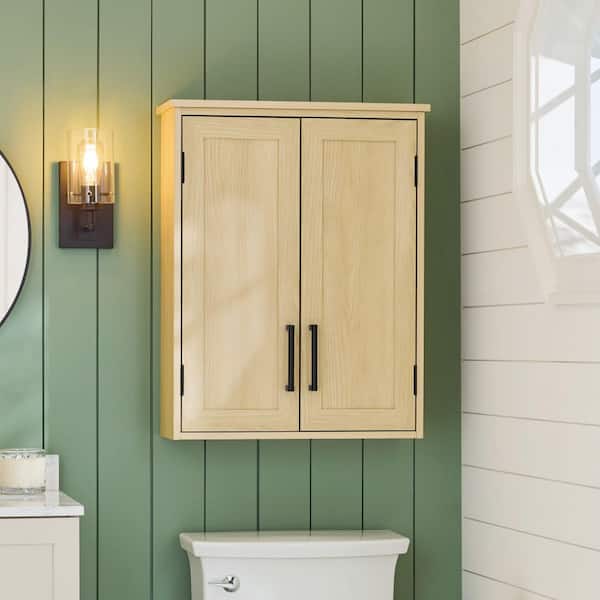 22 in. W x 8 in. D x 28 in. H Bathroom Storage Wall Cabinet in Natural Oak