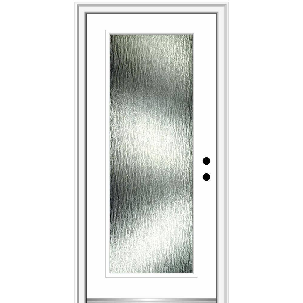 Mmi Door 32 In X 80 In Left Hand Inswing Full Lite Rain Glass Primed Prehung Front Door On 6 9 16 In Frame Zl The Home Depot