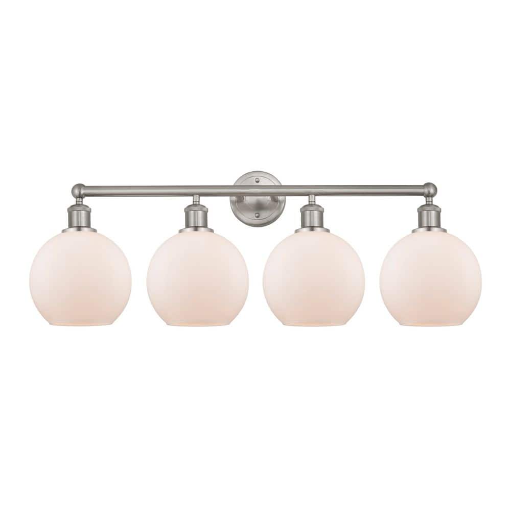 Athens 35 in. 4-Light Satin Nickel Vanity Light with Glass Shade price history on PriceWatchPro