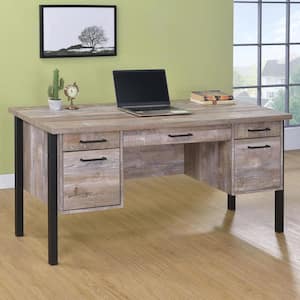 Samson 60 in. W Weathered Oak 4-Drawer Office Desk
