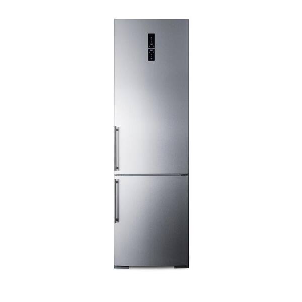 Summit Appliance 24 in. W 12.8 cu. ft. Built-In Bottom Freezer Refrigerator in Stainless Steel, Counter Depth