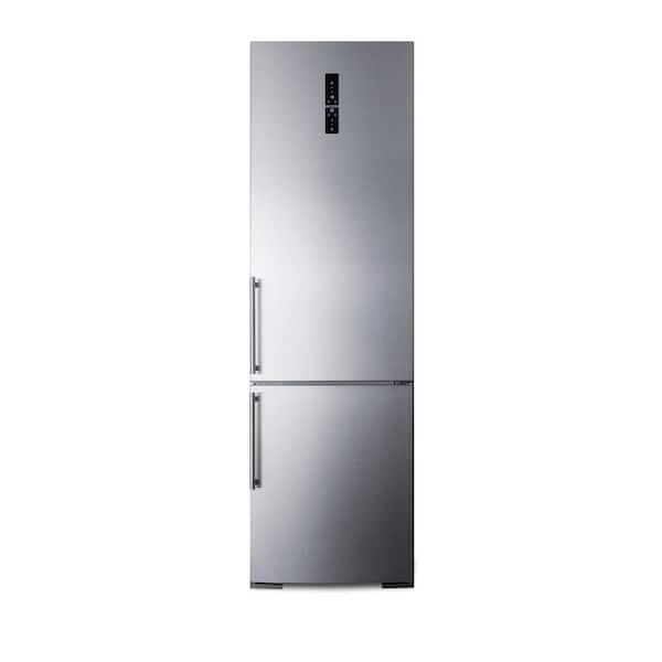 Summit Appliance 24 in. W 12.8 cu. ft. Bottom Freezer Refrigerator in Stainless Steel, Counter Depth