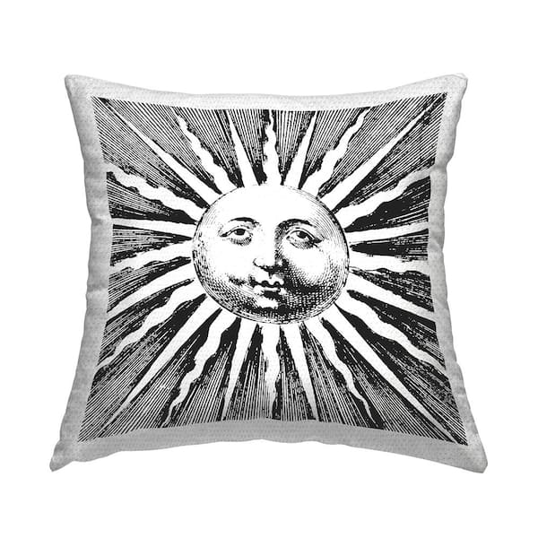 Stupell Industries Black and White Sun Black Square Outdoor Throw Pillow