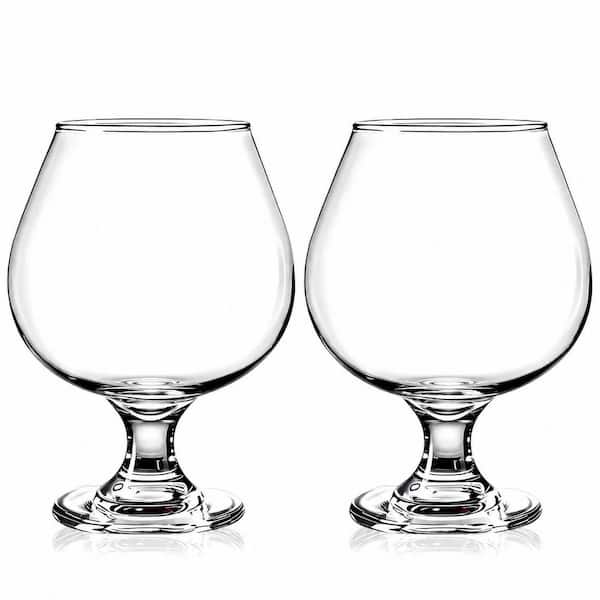 Set of 2 Cognac Brandy Snifter Glasses 11.5 oz. Short Stem Lead-Free Glass for Bourbon Whiskey Tasting