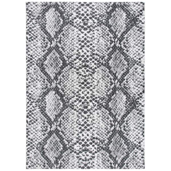 SAFAVIEH Courtyard Gray/Black 9 ft. x 12 ft. Snake Skin Indoor/Outdoor Patio  Area Rug