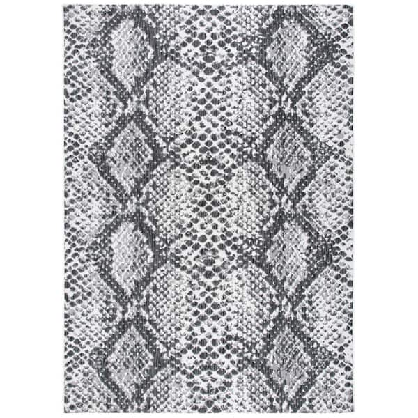 SAFAVIEH Courtyard Gray/Black 9 ft. x 12 ft. Snake Skin Indoor/Outdoor Patio  Area Rug