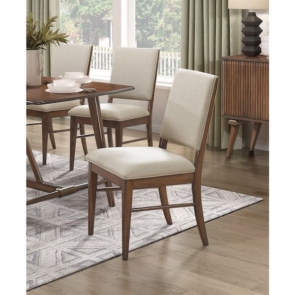 Noble House Lynn Modern Brown Mix Fabric Upholstered Back Dining Chairs ...