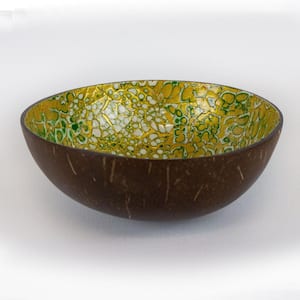 Red Alabaster Green Coconut Bowl, 3.5" x 3.5"