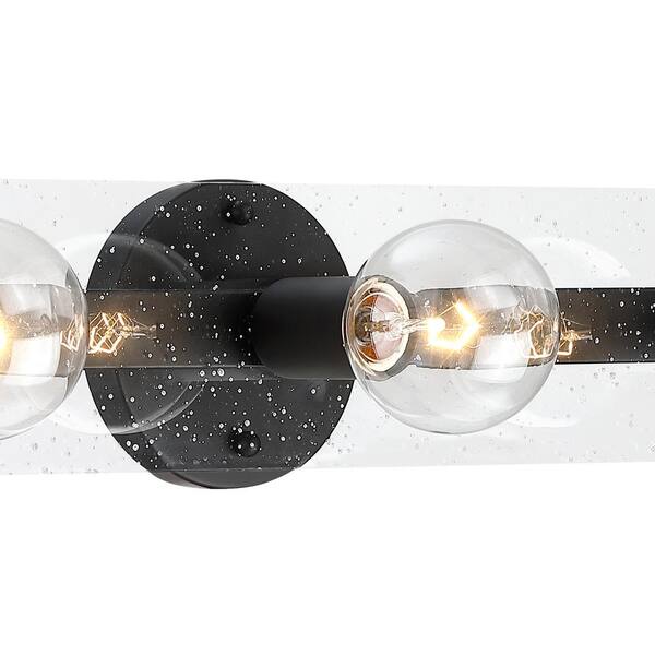 Designers Fountain - Demi 24 in. 3-Light Matte Black Glam Vanity Light with Artisan Cast Glass Shade