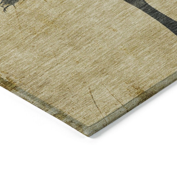 Chantille Machine Washable Indoor/Outdoor Abstract ACN1717 Gold 1 ft. 8 in. x 2 ft. 6 in. Area Rug