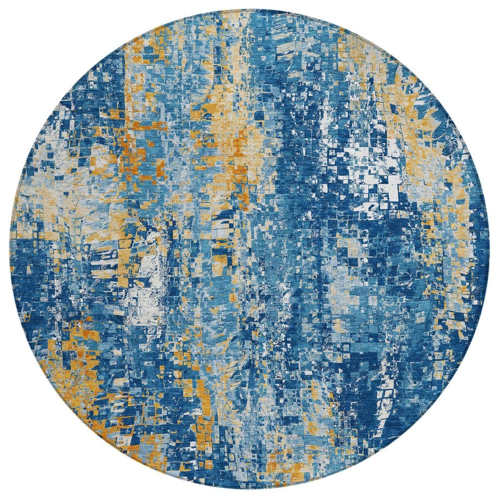 Chantille Machine Washable Indoor/Outdoor Abstract ACN2254 Navy 8 ft. x 8 ft. Area Rug price history on PriceWatchPro