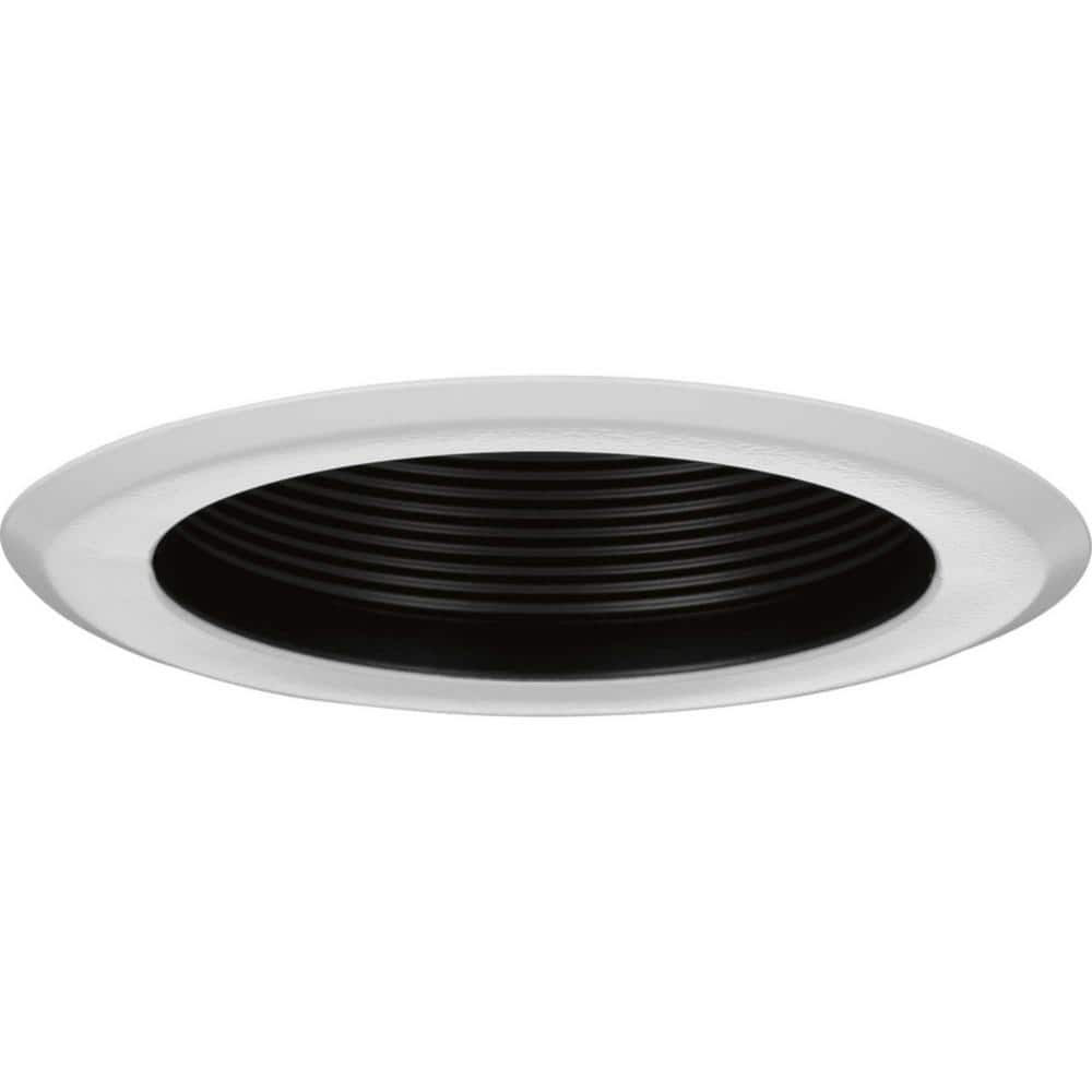 Progress Lighting 5 in. PAR30 Black/White Step Baffle Recessed Trim for  5 in. Housing