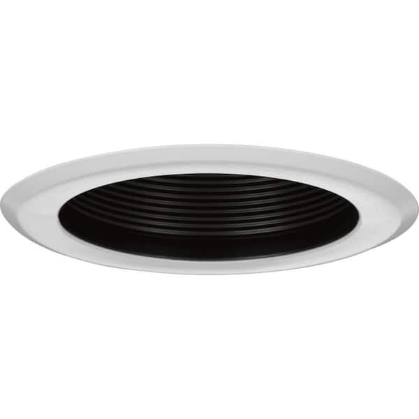Progress Lighting 5 in. PAR30 Black/White Step Baffle Recessed Trim for Progress Lighting 5 in. Housing