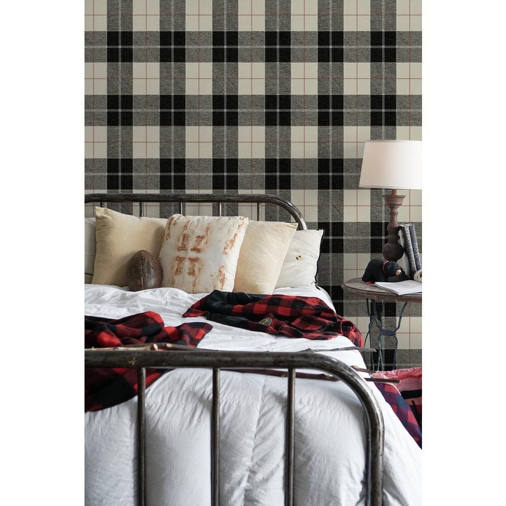 Blacksmith & Red Plaid Vinyl Peel and Stick Wallpaper Roll