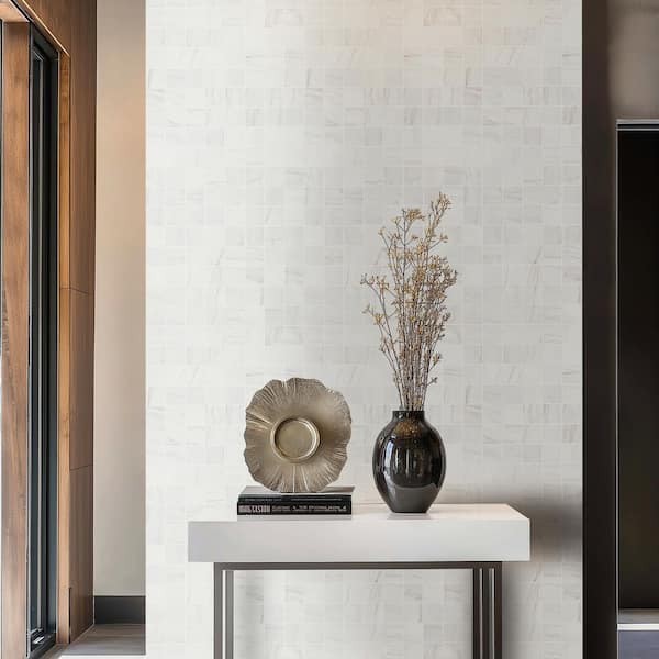 Kaya Zermatta Blanca 12 in. x 12 in. Matte Porcelain Mesh-Mounted Mosaic Floor and Wall Tile (10.89 sq. ft. /Case)