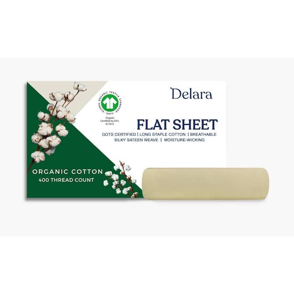 Delara 1-Piece Sage Green, Solid 100% Organic Cotton Sheets, Twin (74 in. x 105 in.), Smooth Breathable, Super Soft,Flat Sheet