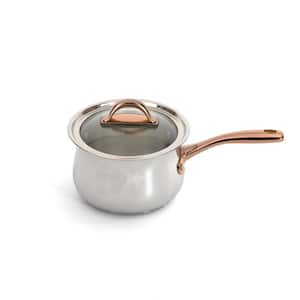 Ouro Gold 2.4 qt. 18/10 Stainless Steel Saucepan 6.25 in. with Glass Lid, Rose gold