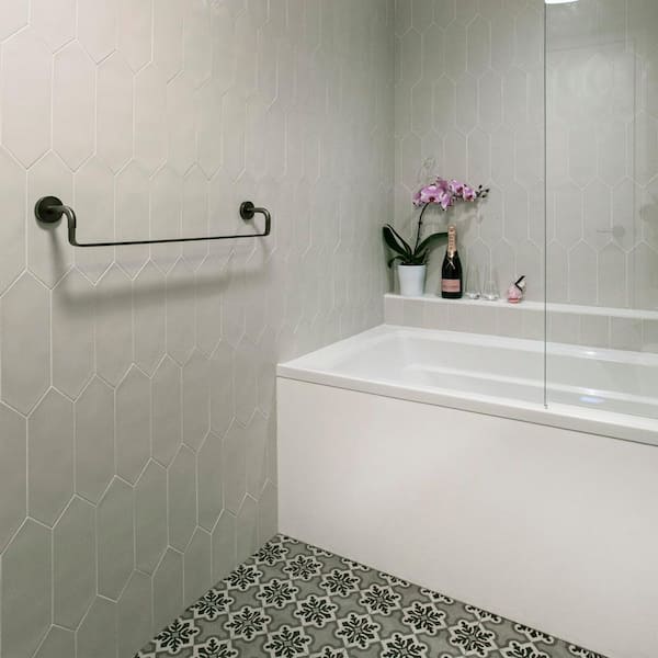 Merola Tile Kite Light Grey 4 In X 11, Light Gray Tile Bathroom