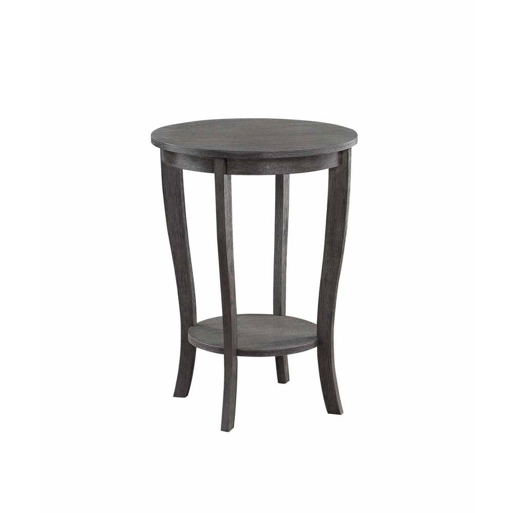 American Heritage 18" Round Wood End Table in Dark Gray