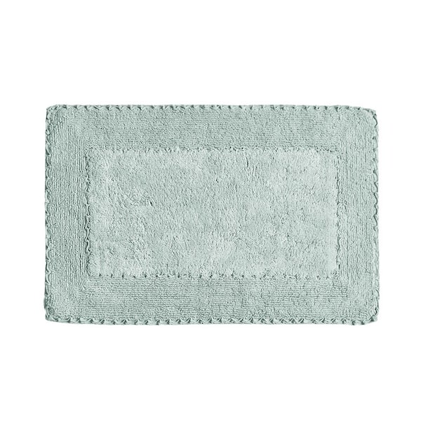 Laura Ashley Cotton Ruffle 17 in. x 24 in. Bath Rug in Aqua LAYMB006457 ...