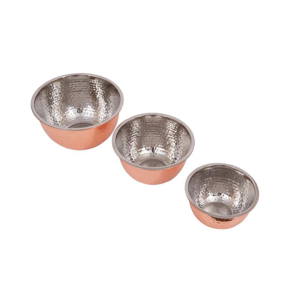 Copper Finish Hammered Stainless Steel Nesting Bowls Set