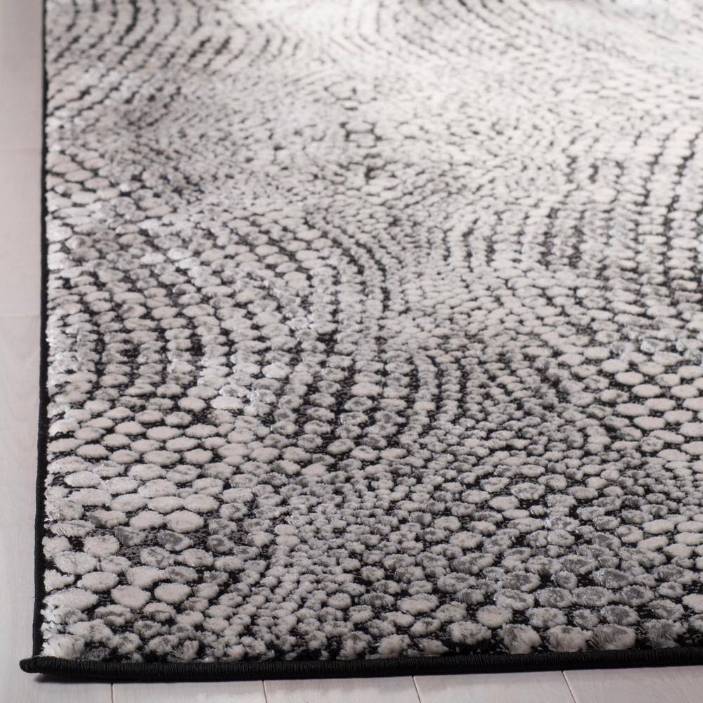Abstract Gray Reversible Hand-Knotted Synthetic 4' x 6' Rug