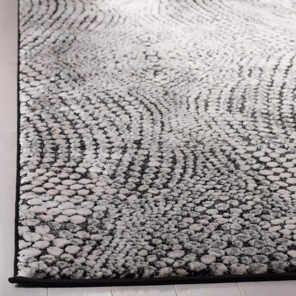 Reversible Abstract Synthetic 9' x 12' Rug in Gray