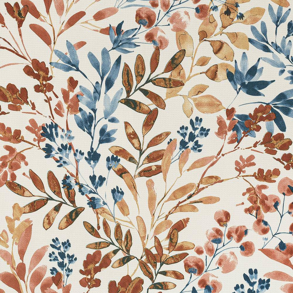 Indigo Blue Floral Botanical Print Room Darkening Grommet Curtain Panel