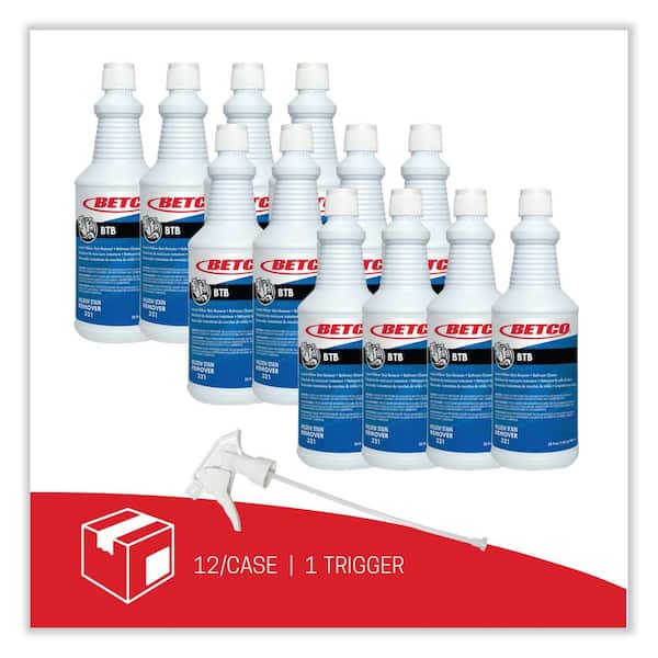 BTB Mildew Stain Remover, Apple, 32 oz Spray Bottle, 12/Carton