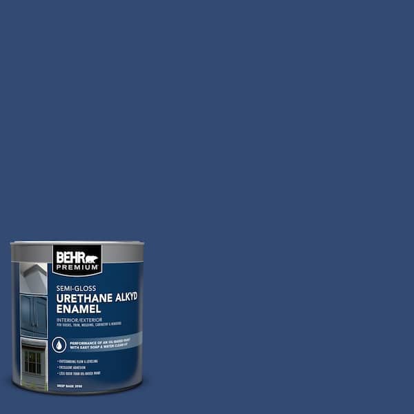 1 qt. #S-H-580 Navy Blue Semi-Gloss Enamel Urethane Alkyd Interior/Exterior Paint