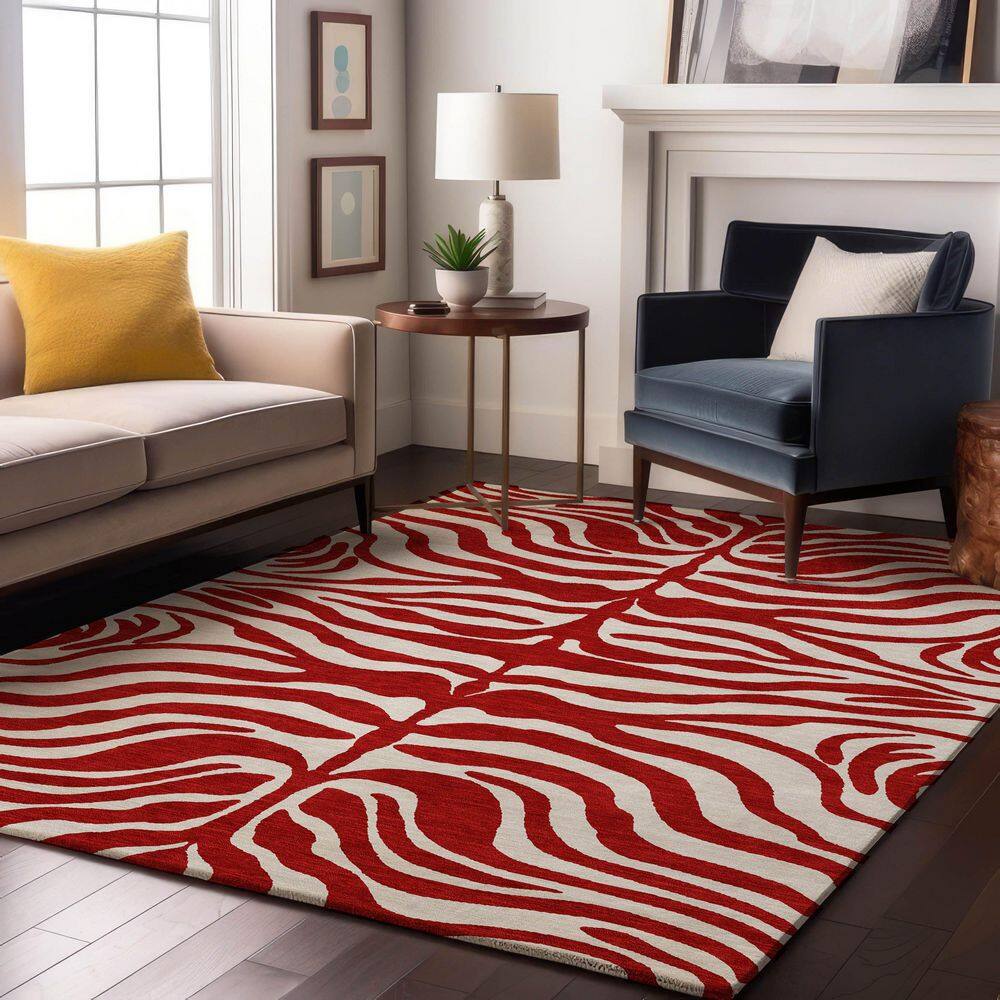 Mayfield Premium Machine Washable Abstract AMF1042 Red 3 ft. x 4 ft. Area Rug price history on PriceWatchPro
