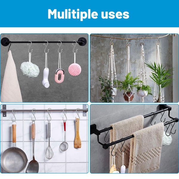 3.5 in. Silver Alloy Steel S-Shaped Outdoor Hanging Hooks with Safety Buckle(17-Pack)