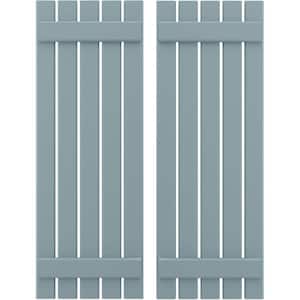 19-1/2 in. W x 82 in. H Americraft 5 Board Exterior Real Wood Spaced Board and Batten Shutters Peaceful Blue