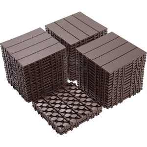 Tidoin Outdoor 1 ft. x 1 ft. Composite Interlocking Tile Deck Tile in Light Coffee(44 Per Box)
